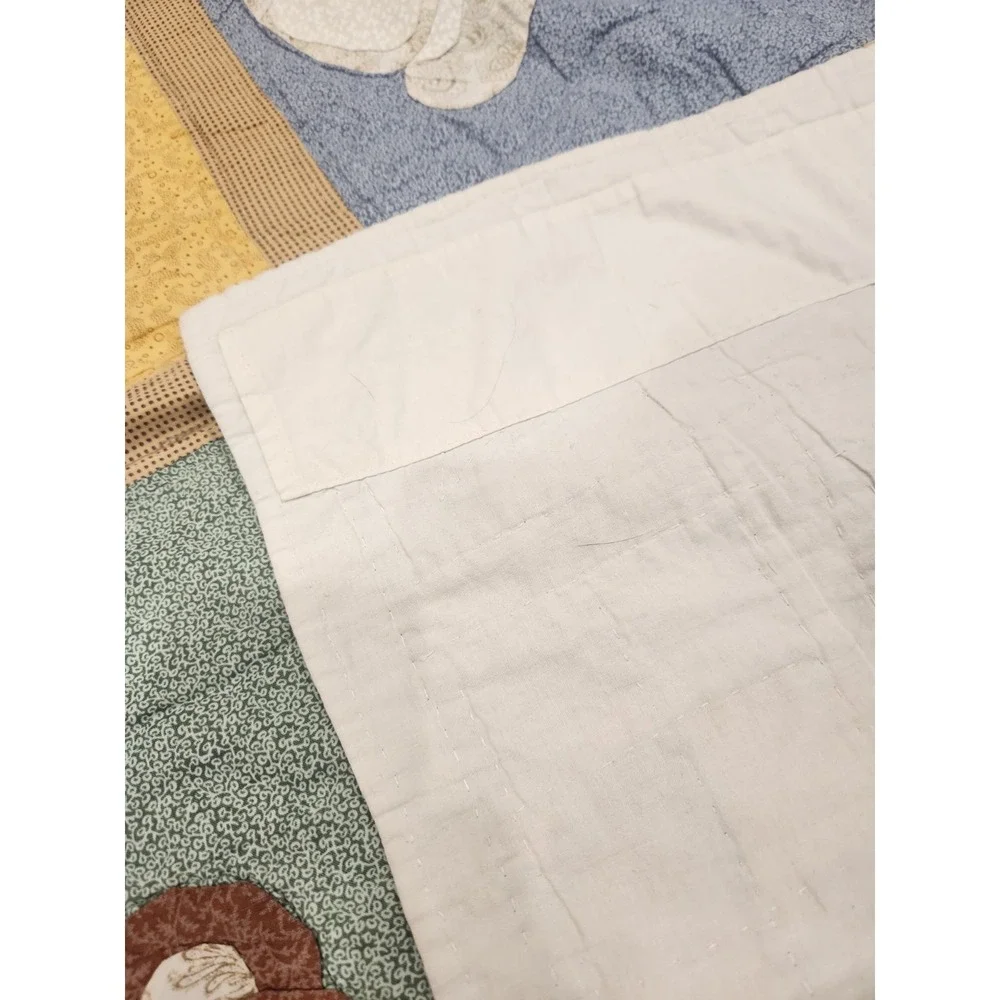 VTG Teddy Bear Quilt Wall Hanging/ Lap Hand Stitched Country‎ Farmhouse Folk Art